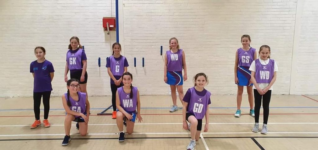 Our U12s A team playing in the Elite Netball Academy League